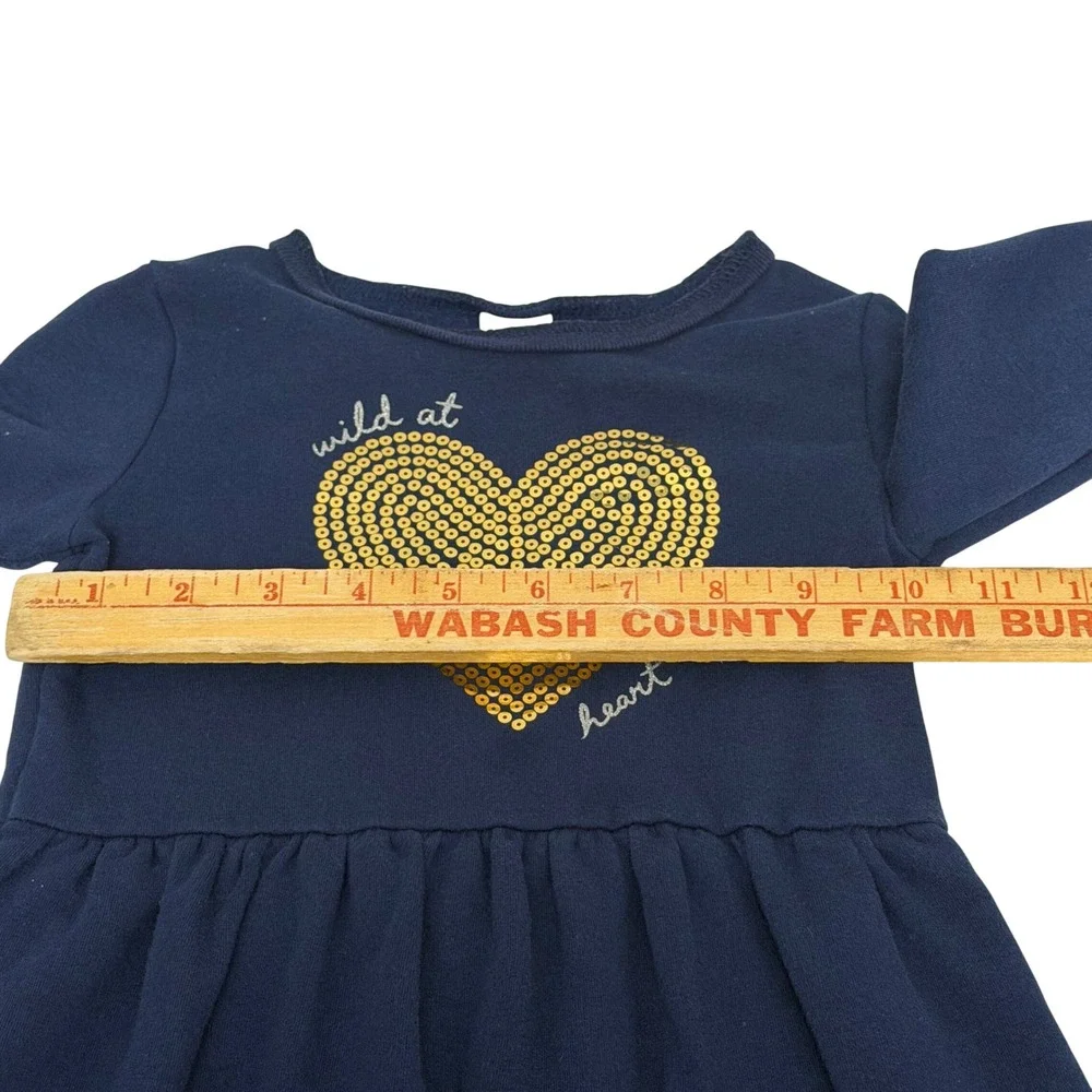 Carters Toddler Girls Navy Blue Sequin Heart Fleece Dress 24M Wild At Heart